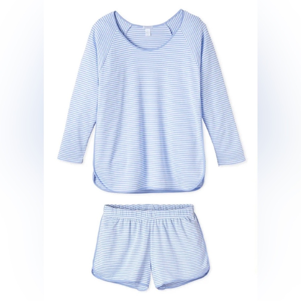 Lake Pima Cotton Pajamas Long/Short Set Hydrangea Blue Size Small